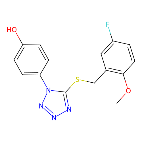 4-[5-[(5-Fluoro-2-methoxyphenyl)methylsulfanyl]tetrazol-1-yl]phenol structure