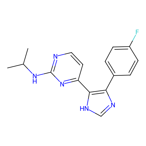 4-[4-(4-fluorophenyl)-1H-imidazol-5-yl]-N-propan-2-ylpyrimidin-2-amine structure