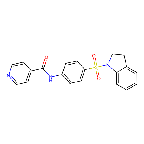 N-[4-(2,3-dihydro-1H-indol-1-ylsulfonyl)phenyl]isonicotinamide structure