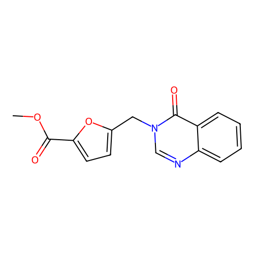 methyl 5-[(4-oxoquinazolin-3(4H)-yl)methyl]furan-2-carboxylate structure