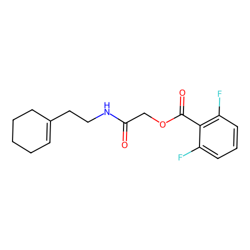 [2-[2-(Cyclohexen-1-yl)ethylamino]-2-oxoethyl] 2,6-difluorobenzoate structure
