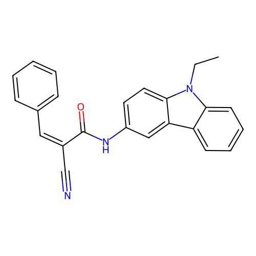 (Z)-2-cyano-N-(9-ethylcarbazol-3-yl)-3-phenylprop-2-enamide structure