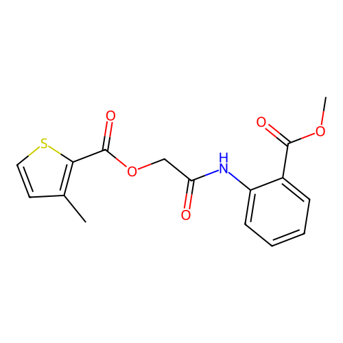 2-((2-(Methoxycarbonyl)phenyl)amino)-2-oxoethyl 3-methylthiophene-2-carboxylate structure