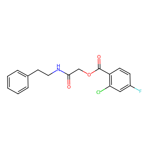 2-Oxo-2-(phenethylamino)ethyl 2-chloro-4-fluorobenzoate structure