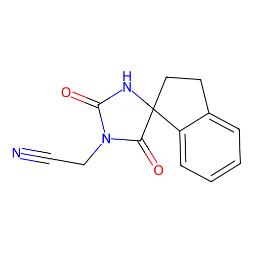 2-{2,5-Dioxo-2',3'-dihydrospiro[imidazolidine-4,1'-indene]-1-yl}acetonitrile structure
