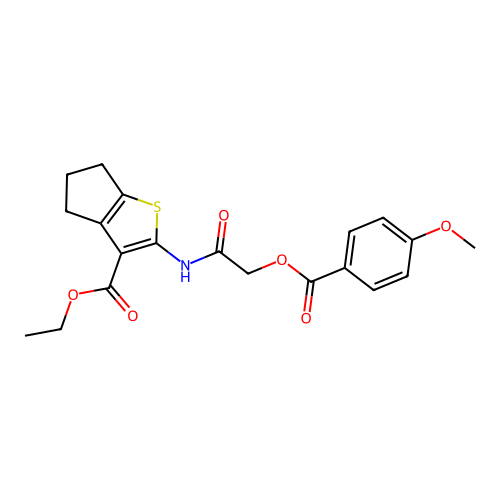 Ethyl 5,6-dihydro-2-[[2-[(4-methoxybenzoyl)oxy]acetyl]amino]-4H-cyclopenta[b]thiophene-3-carboxylate structure