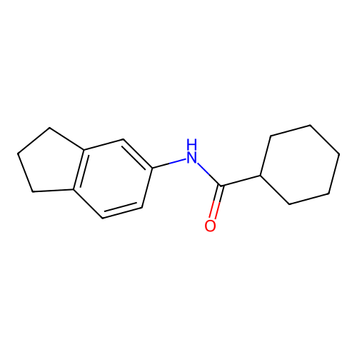 N-(2,3-dihydro-1H-inden-5-yl)cyclohexanecarboxamide structure