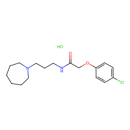 Acetamide, 2-(4-chlorophenoxy)-N-(3-(hexahydro-1H-azepin-1-yl)propyl)-, monohydrochloride structure