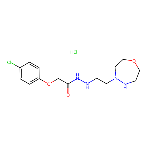 (4-Chlorophenoxy)acetic acid 2-(2-(tetrahydro-1,4,5-oxadiazepin-4(5H)-yl)ethyl)hydrazide HCl structure
