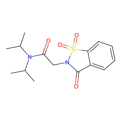 2-(1,1-dioxido-3-oxobenzo[d]isothiazol-2(3H)-yl)-N,N-diisopropylacetamide structure