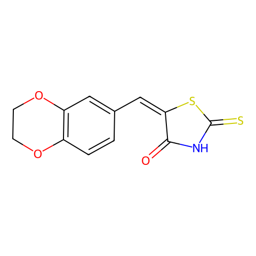 2-Thioxo-5-(2,3-dihydro-1,4-benzodioxin-6-ylmethylene)thiazolidine-4-one structure