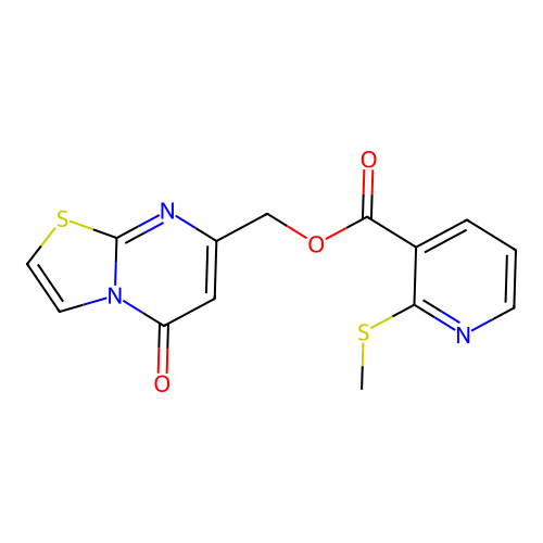 (5-oxo-[1,3]thiazolo[3,2-a]pyrimidin-7-yl)methyl 2-methylsulfanylpyridine-3-carboxylate structure