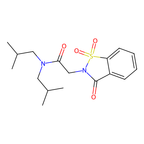 2-(1,1-dioxido-3-oxobenzo[d]isothiazol-2(3H)-yl)-N,N-diisobutylacetamide structure