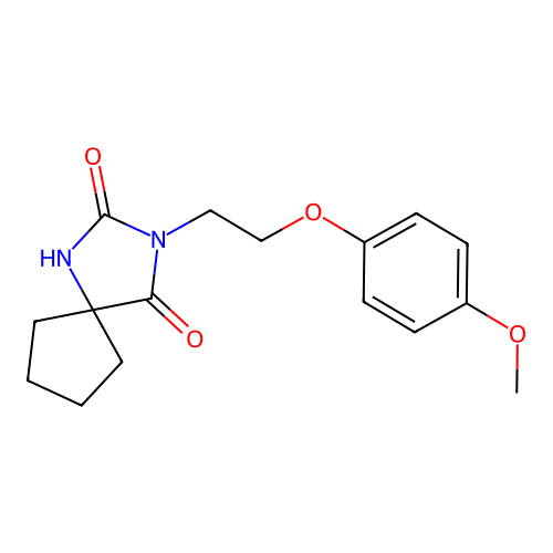 3-[2-(4-Methoxyphenoxy)ethyl]-1,3-diazaspiro[4.4]nonane-2,4-dione structure