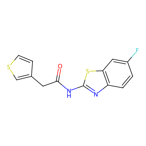 N-(6-fluoro-1,3-benzothiazol-2-yl)-2-(thiophen-3-yl)acetamide structure