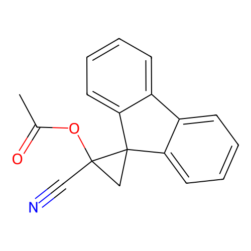 2-Acetoxy-2-cyanospiro[cyclopropane-1,9'-fluorene] structure