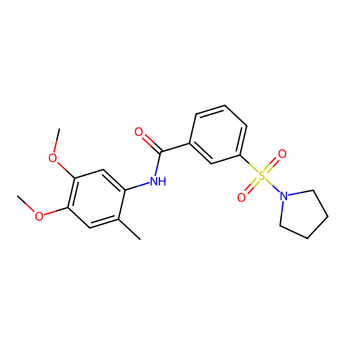 N-(4,5-dimethoxy-2-methylphenyl)-3-pyrrolidin-1-ylsulfonylbenzamide structure