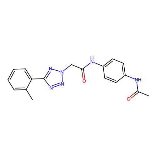 N-(4-acetamidophenyl)-2-[5-(2-methylphenyl)tetrazol-2-yl]acetamide structure
