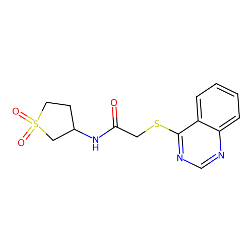 N-(1,1-dioxothiolan-3-yl)-2-quinazolin-4-ylthioacetamide structure