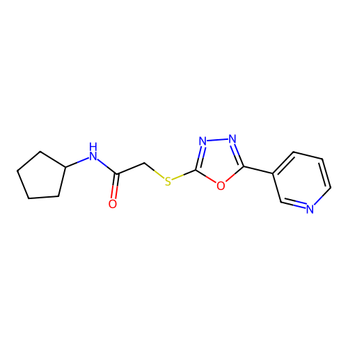 N-cyclopentyl-2-[(5-pyridin-3-yl-1,3,4-oxadiazol-2-yl)sulfanyl]acetamide structure