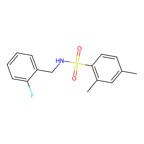 N-(2-fluorobenzyl)-2,4-dimethylbenzenesulfonamide structure