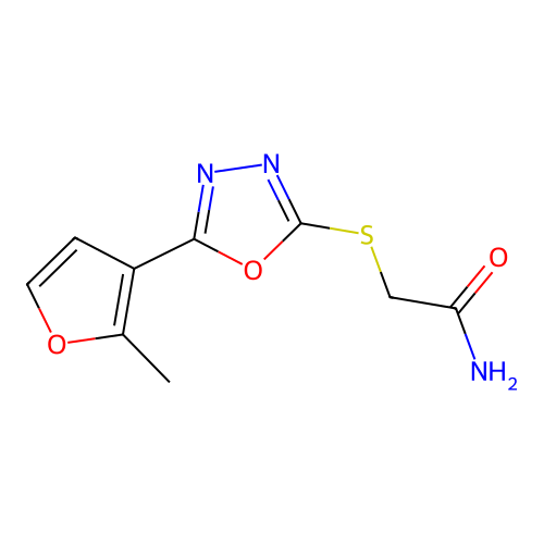 2-[[5-(2-Methylfuran-3-yl)-1,3,4-oxadiazol-2-yl]sulfanyl]acetamide structure