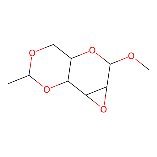 Methyl 2,3-anhydro-4,6-o-ethylidenehexopyranoside structure