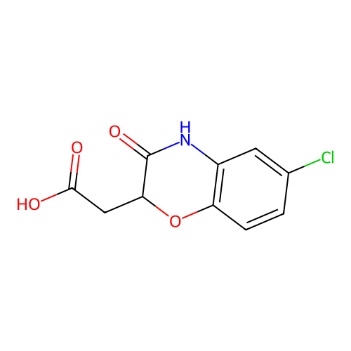 (6-chloro-3-oxo-3,4-dihydro-2H-1,4-benzoxazin-2-yl)acetic acid structure