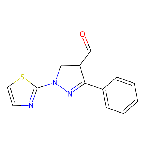 3-phenyl-1-(1,3-thiazol-2-yl)-1H-pyrazole-4-carbaldehyde structure