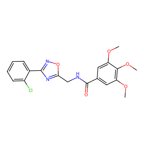 N-[[3-(2-chlorophenyl)-1,2,4-oxadiazol-5-yl]methyl]-3,4,5-trimethoxybenzamide structure