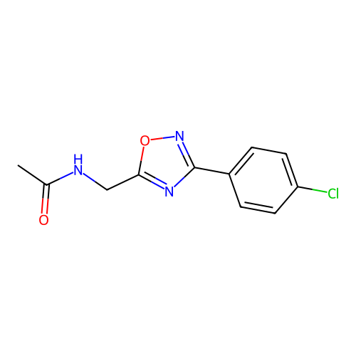 N-[[3-(4-chlorophenyl)-1,2,4-oxadiazol-5-yl]methyl]acetamide structure