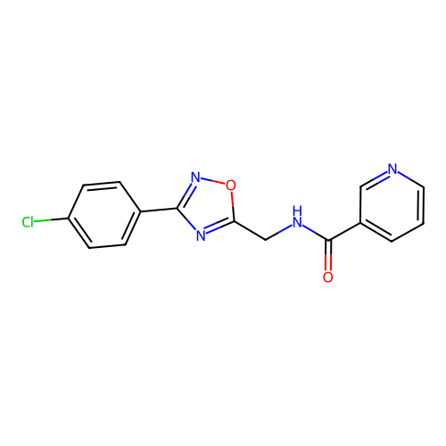 N-[[3-(4-chlorophenyl)-1,2,4-oxadiazol-5-yl]methyl]pyridine-3-carboxamide structure