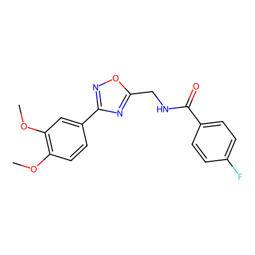N-[[3-(3,4-dimethoxyphenyl)-1,2,4-oxadiazol-5-yl]methyl]-4-fluorobenzamide structure