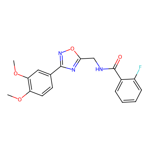 N-[[3-(3,4-dimethoxyphenyl)-1,2,4-oxadiazol-5-yl]methyl]-2-fluorobenzamide structure