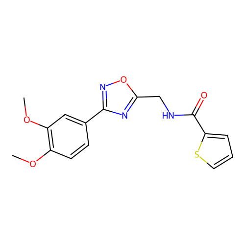 N-[[3-(3,4-dimethoxyphenyl)-1,2,4-oxadiazol-5-yl]methyl]thiophene-2-carboxamide structure