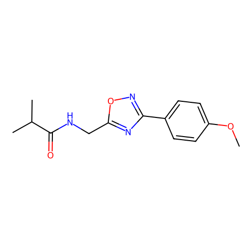 N-[[3-(4-methoxyphenyl)-1,2,4-oxadiazol-5-yl]methyl]-2-methylpropanamide structure