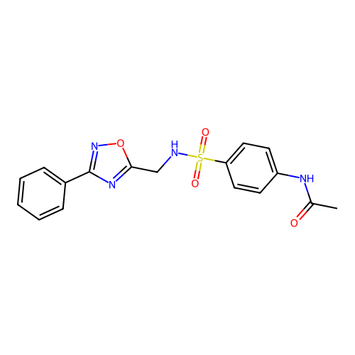 N-[4-[(3-phenyl-1,2,4-oxadiazol-5-yl)methylsulfamoyl]phenyl]acetamide structure
