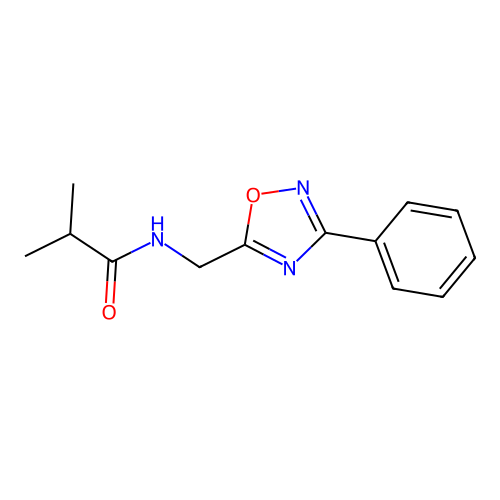 2-methyl-N-[(3-phenyl-1,2,4-oxadiazol-5-yl)methyl]propanamide structure