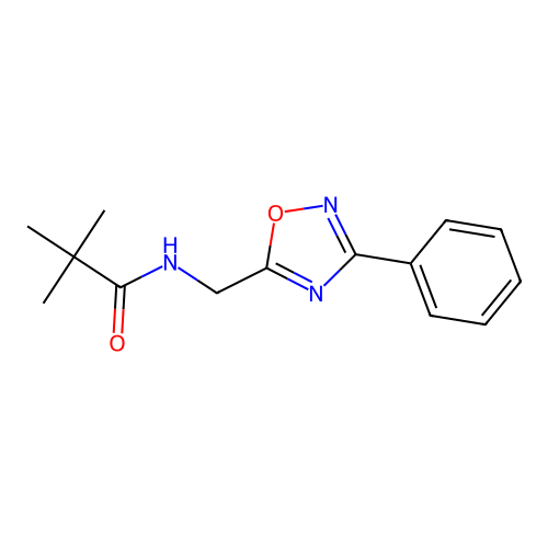 2,2-dimethyl-N-[(3-phenyl-1,2,4-oxadiazol-5-yl)methyl]propanamide structure