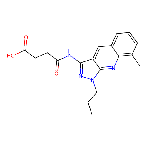 4-[(8-Methyl-1-propylpyrazolo[3,4-b]quinolin-3-yl)amino]-4-oxobutanoic acid structure