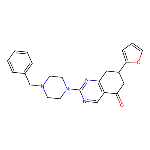 2-(4-benzylpiperazin-1-yl)-7-(furan-2-yl)-7,8-dihydroquinazolin-5(6H)-one structure