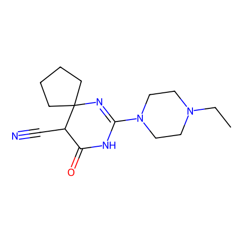 7-(4-Ethylpiperazin-1-yl)-9-oxo-6,8-diazaspiro[4.5]dec-7-ene-10-carbonitrile structure