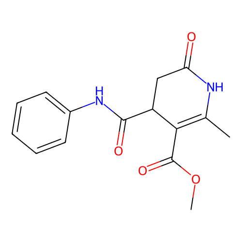 Methyl 6-hydroxy-2-methyl-4-(phenylcarbamoyl)-4,5-dihydropyridine-3-carboxylate structure