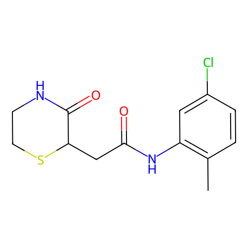 N-(5-chloro-2-methylphenyl)-2-(3-oxothiomorpholin-2-yl)acetamide structure
