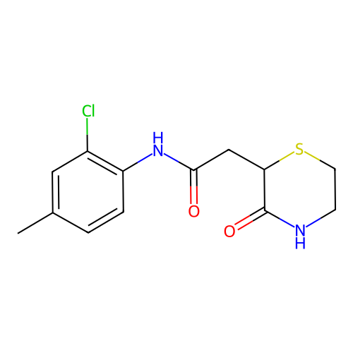 N-(2-chloro-4-methylphenyl)-2-(3-oxothiomorpholin-2-yl)acetamide structure
