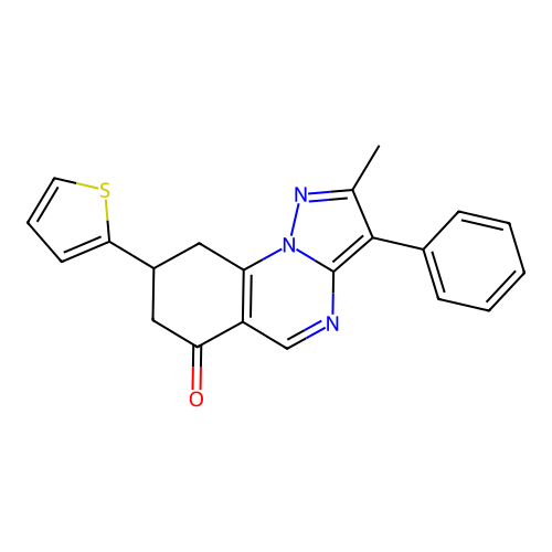 2-methyl-3-phenyl-8-(2-thienyl)-8,9-dihydropyrazolo[1,5-a]quinazolin-6(7H)-one structure