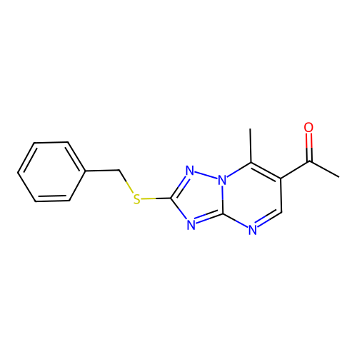 1-(2-Benzylsulfanyl-7-methyl-[1,2,4]triazolo[1,5-a]pyrimidin-6-yl)ethanone structure