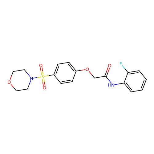 N-(2-fluorophenyl)-2-(4-morpholin-4-ylsulfonylphenoxy)acetamide structure