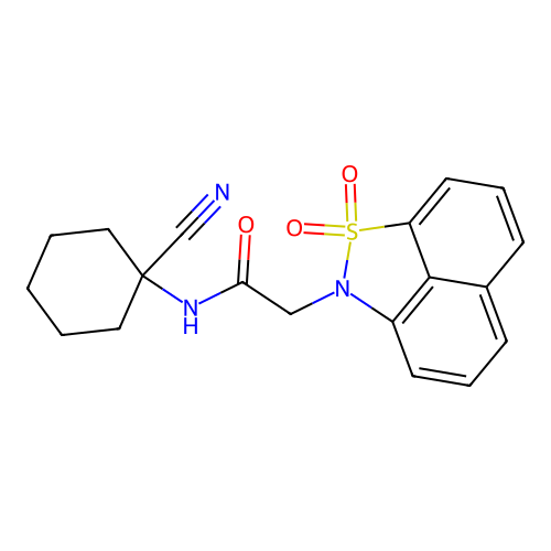 N-(1-cyanocyclohexyl)-2-{2,2-dioxo-2lambda6-thia-3-azatricyclo[6.3.1.0,4,12]dodeca-1(11),4(12),5,7,9-pentaen-3-yl}acetamide structure
