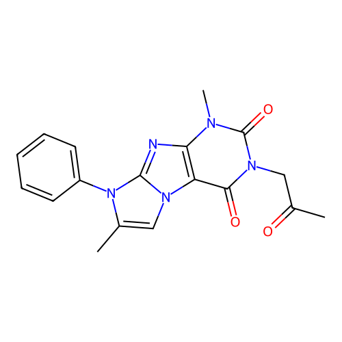 1,7-dimethyl-3-(2-oxopropyl)-8-phenyl-1H-imidazo[2,1-f]purine-2,4(3H,8H)-dione structure